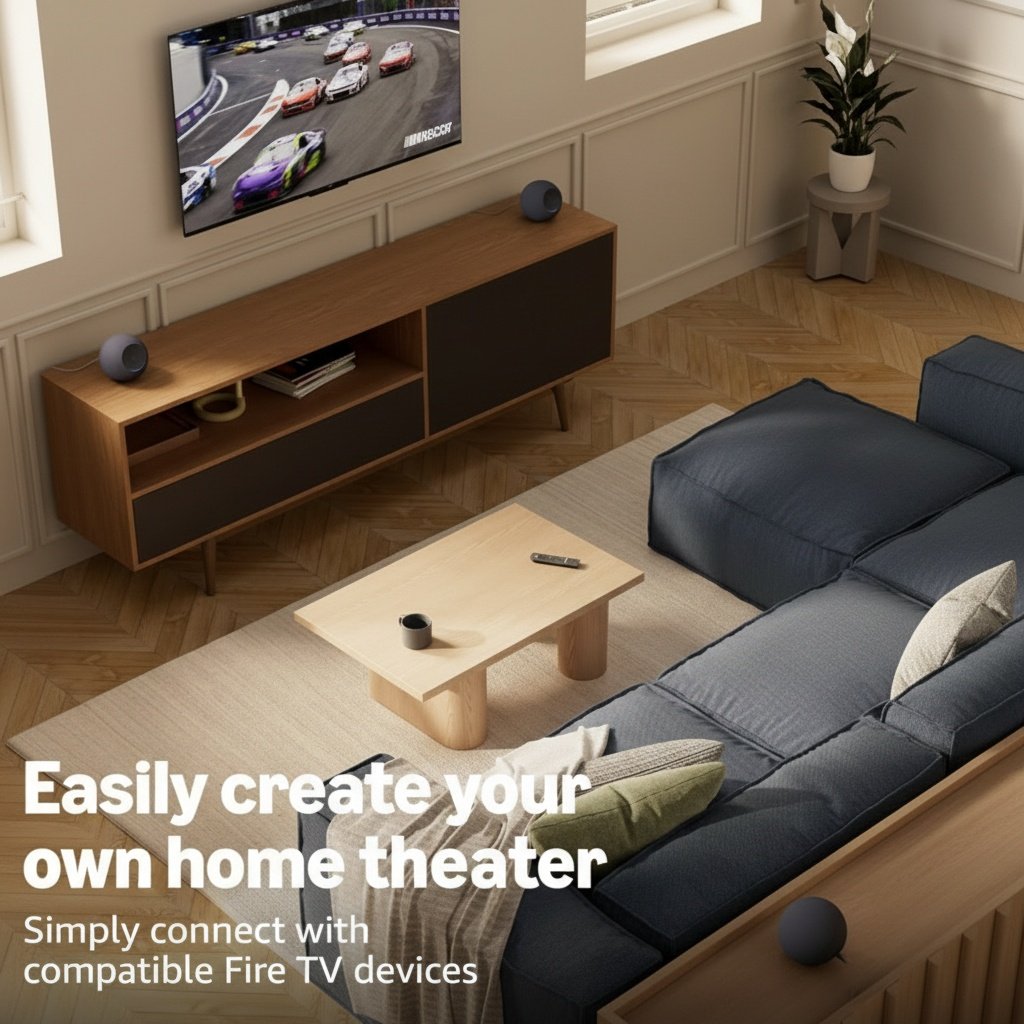 Echo Studio home theater setup Echo Studio home theater setup with Fire TV in living room