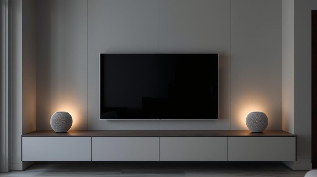 Alexa Echo Studio home theater setup with Fire TV – immersive surround sound” Alexa Echo Studio home theater setup with Fire TV – immersive surround sound”