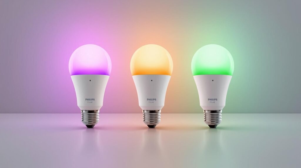 Philips Hue A19 LED Smart Light Bulb White and Color Ambiance 3-Pack product image
