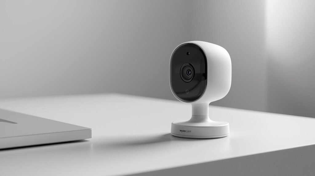 Wyze Cam v4 indoor smart camera close up Wyze Cam v4 indoor smart camera close up