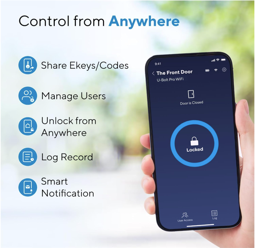 Smartphone controlling ULTRALOQ smart lock remotely Smartphone controlling ULTRALOQ smart lock remotely
