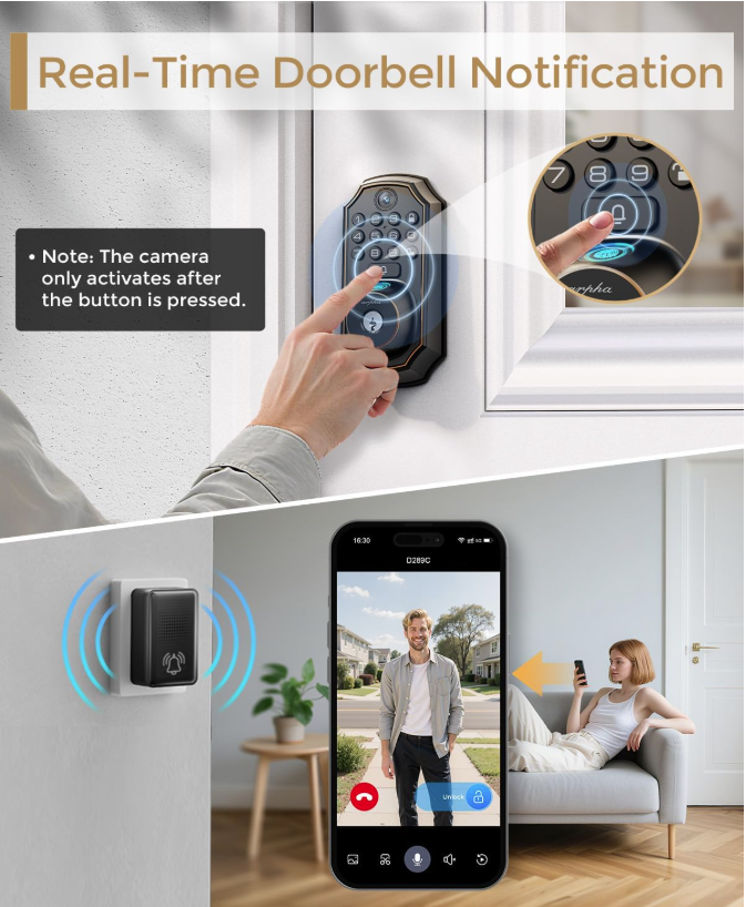 smartphone displaying smart lock camera live video feed