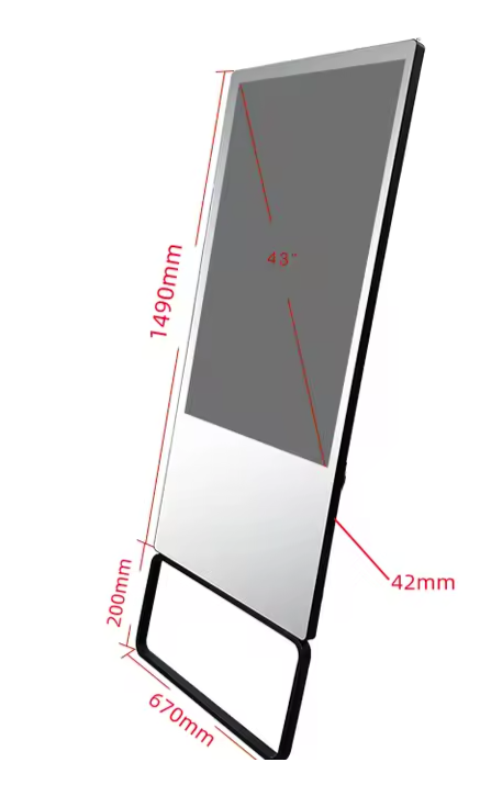 Dimensions and sleek build of the 43-inch smart fitness mirror