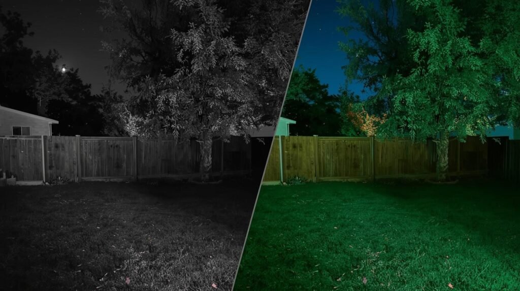 Comparison of 2026 color night vision vs old night vision.